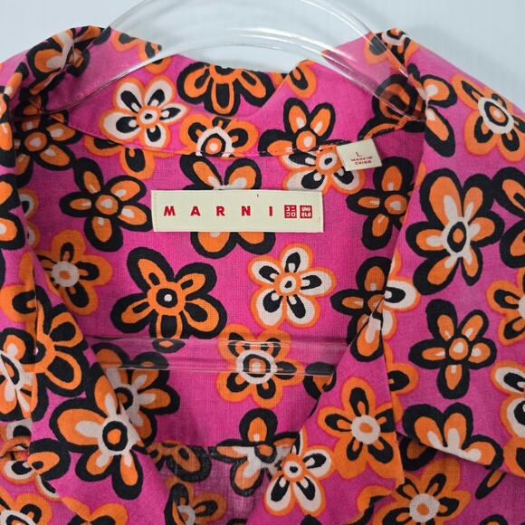 Marni x Uniqlo Mixed Pattern Pleated Shirt Dress Floral Plaid Colorblock Large - Picture 3 of 8